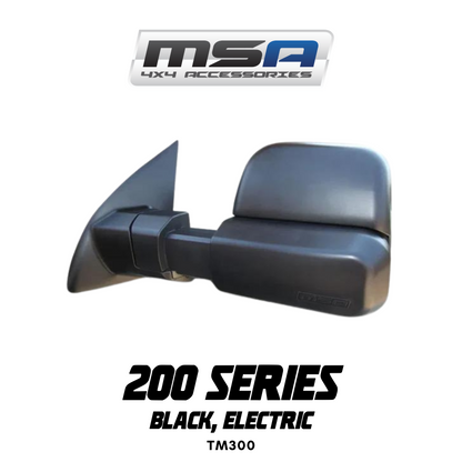 MSA 4x4 Towing Mirrors - suitable for Landcruiser 200 Series 2007-2021 (Black, Electric) - TM300