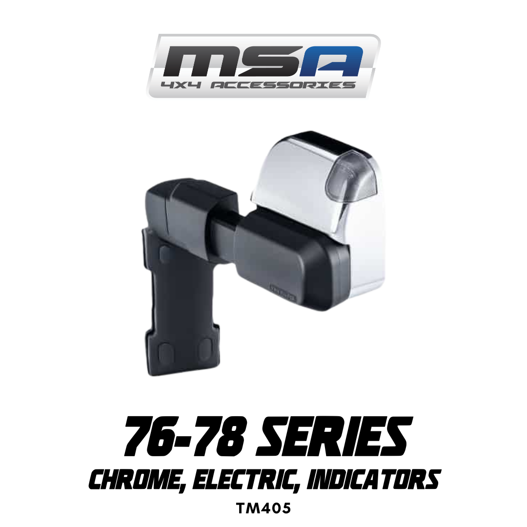 MSA 4x4 Towing Mirrors - Suitable for Landcruiser 76-78 Series 09/2023-Current (Chrome, Electric, Indicators) - TM405
