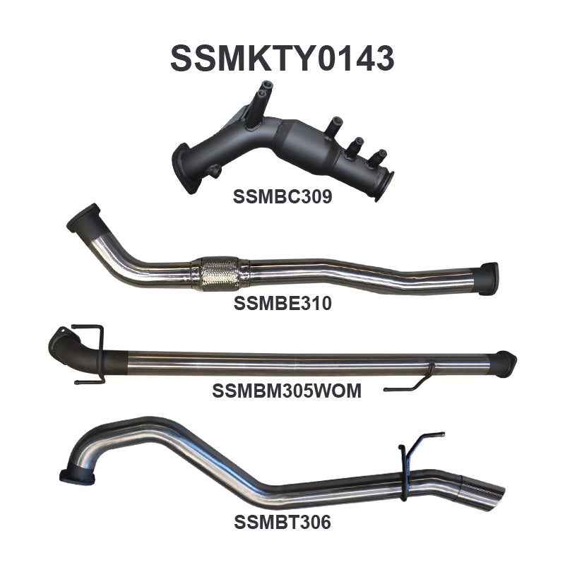 Manta Exhaust System - Hilux GUN126R / GUN125R N80 2.8L & 2.4L Turbo Diesel D4D (with DPF) 2015-On