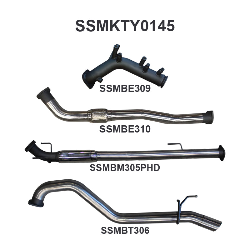 Manta Exhaust System - Hilux GUN126R / GUN125R N80 2.8L & 2.4L Turbo Diesel D4D (with DPF) 2015-On
