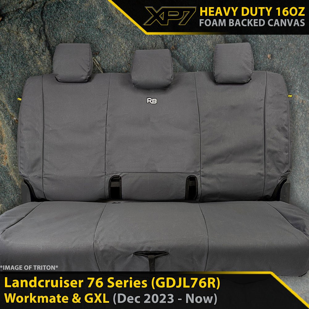 Razorback 4x4 XP7 Heavy Duty Canvas Rear Row Seat Covers suitable for a Toyota Landcruiser 76 Series Post Facelift (GDJL76R)