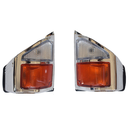 Pair Front Indicator Turn Signal (Chrome) - Suitable for Landcruiser 78/79 Series (1999-2007)