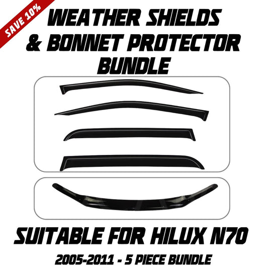 OCAM Weather Shields & Bonnet Protector - To Suit N70 Hilux 03/2005-07/2011 Dual Cab
