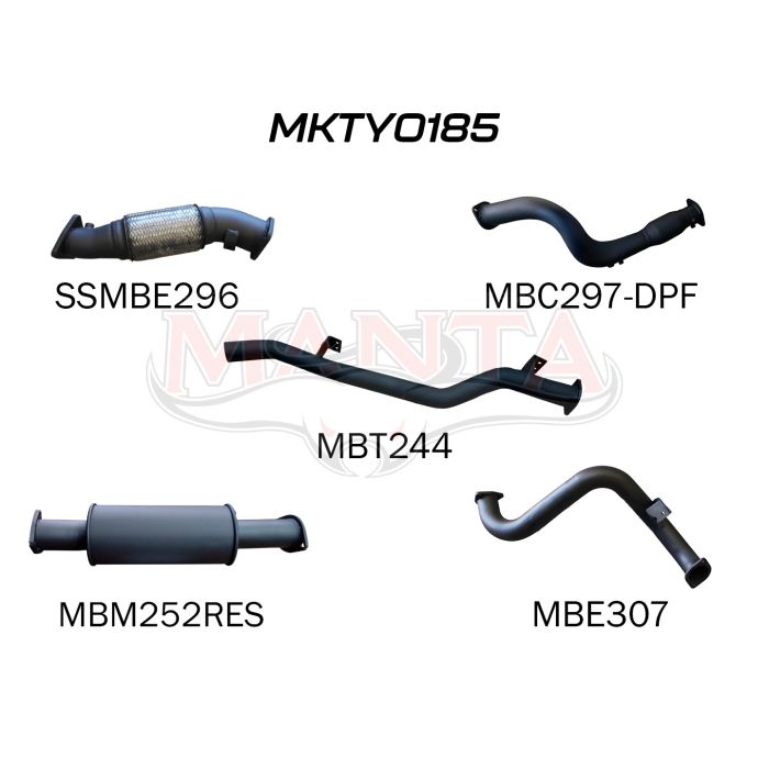 Manta Exhaust System - LandCruiser VDJ78 Troop Carrier 4.5L V8 DPF Oct 2016-On - MKTY0185