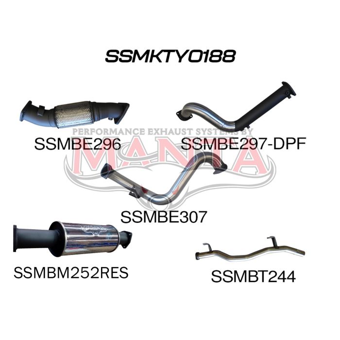 Manta Exhaust System - LandCruiser VDJ78 Troop Carrier 4.5L V8 DPF Oct 2016-On - SSMKTY0188