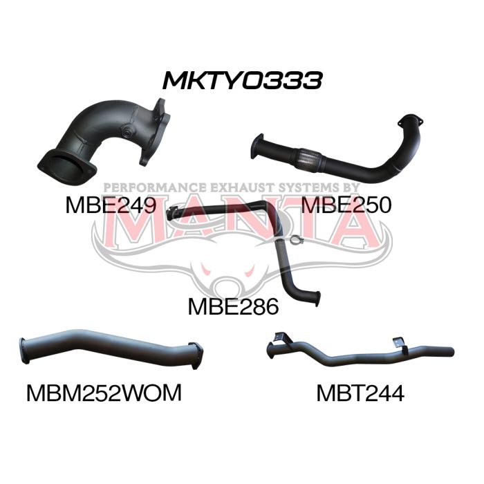 Manta Exhaust System - LandCruiser HDJ78 4.2L Turbo Diesel Troop Carrier / HZJ75 CT26 Turbo - MKTY0333