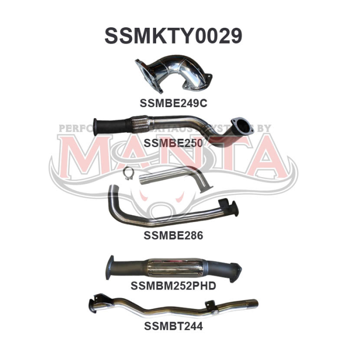 Manta Exhaust System - LandCruiser HDJ78 4.2L Turbo Diesel Troop Carrier / HZJ75 CT26 Turbo