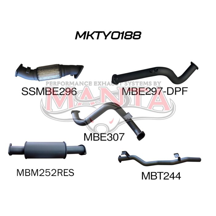 Manta Exhaust System - LandCruiser VDJ78 Troop Carrier 4.5L V8 DPF Oct 2016-On - MKTY0188