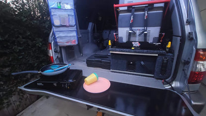 durable black tailgate chopping board use for camping and offroad suitable for use with landcruiser 80 series