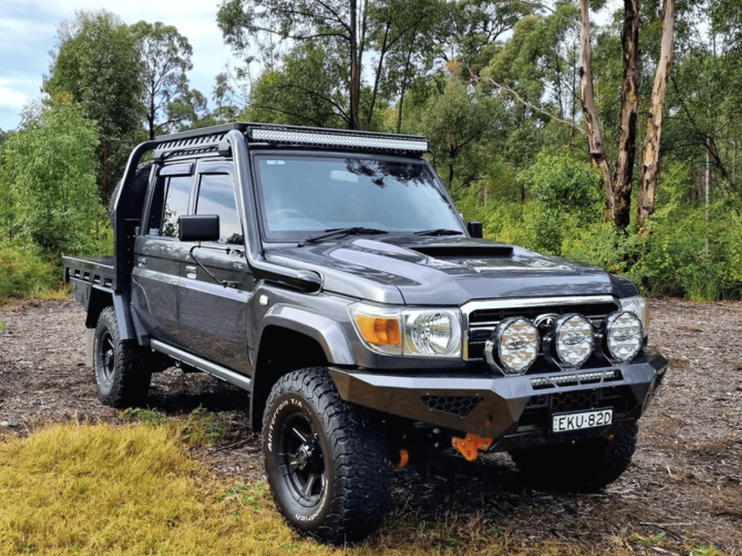 Black Torqit snorkel fitted to a Toyota LandCruiser 79 Series