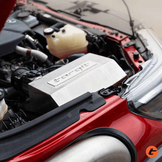 Torqit airbox on Toyota Hilux 2.8L, stainless steel finish, view 1