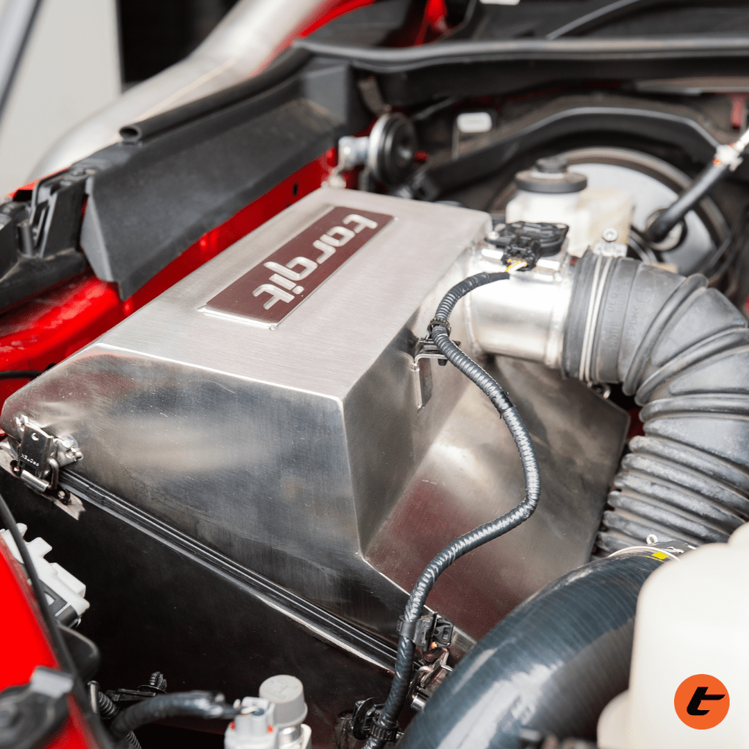 Torqit airbox on Toyota Hilux 2.8L, stainless steel finish, view 2