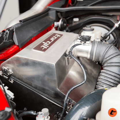 Torqit airbox on Toyota Hilux 2.8L, stainless steel finish, view 2