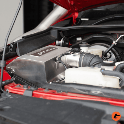 Torqit airbox on Toyota Hilux 2.8L, stainless steel finish, view 3