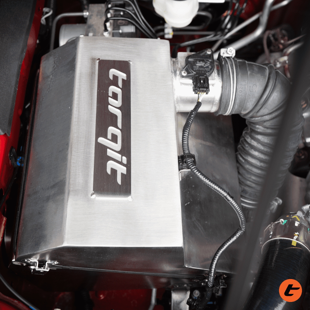 Torqit airbox on Toyota Hilux 2.8L, stainless steel finish, view 4