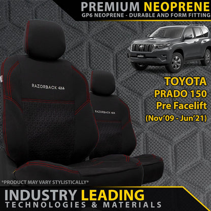 Razorback 4x4 - Toyota Prado 150 - Pre-Facelift - GP6 Premium Neoprene 2x Front Seat Covers (Made to Order)