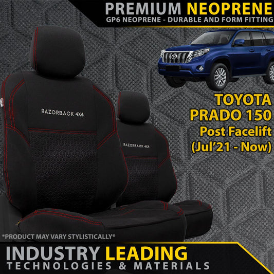 Toyota Prado 150 (July 21+) Premium Neoprene 2x Front Row Seat Covers (Made to Order)