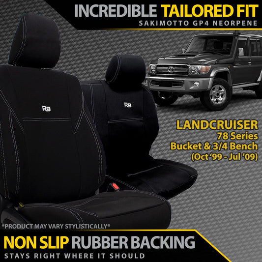 Landcruiser 78 Series Bucket & 3/4 Bench Neoprene 2x Front Seat Covers (In Stock)