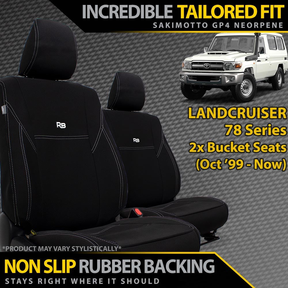 Razorback 4x4 GP4 Standard Neoprene 2x Front Seat Covers suitable for a Toyota Landcruiser 78 Series (Made to Order)