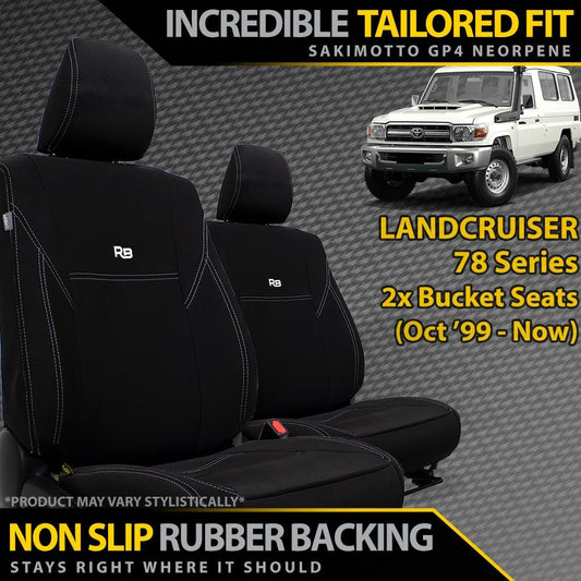 Landcruiser 78 Series (2x Buckets) Neoprene 2x Front Seat Covers (Made to Order)