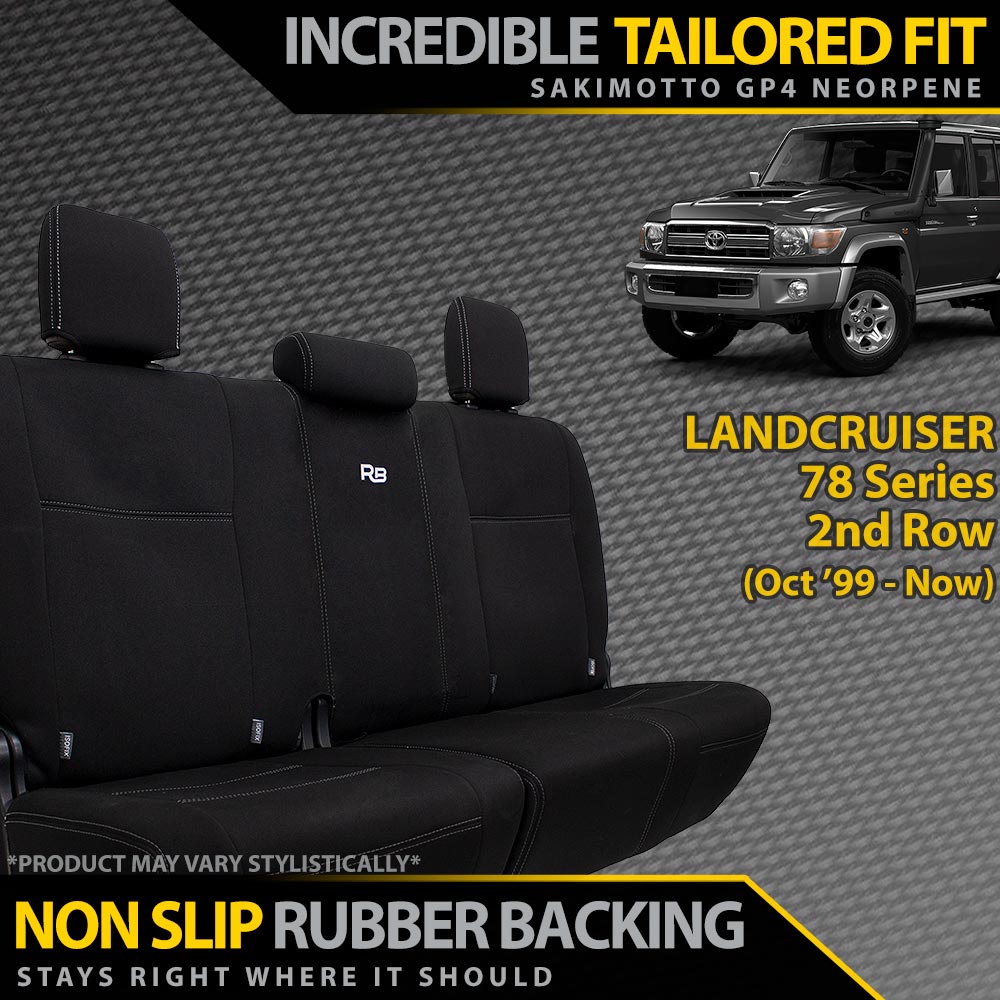 Razorback 4x4 GP4 Standard Neoprene Rear Row Seat Covers suitable for a Toyota Landcruiser 78 Series (Made to Order)