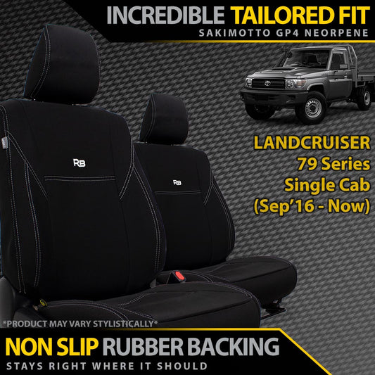 Toyota Landcruiser 79 Single Cab (Sep 2016+) Neoprene 2x Front Seat Covers (Made to Order)
