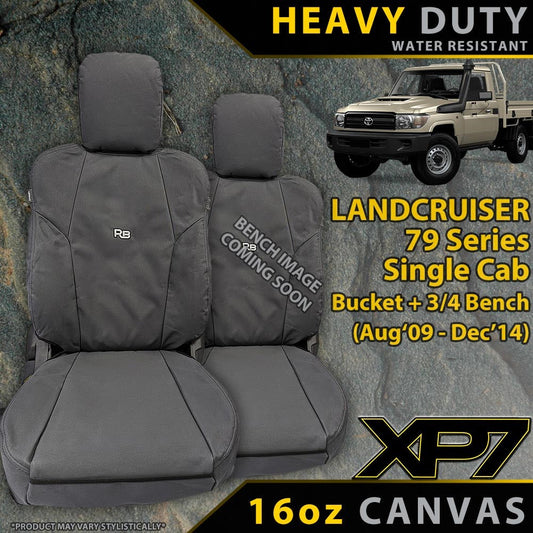 Toyota LC 79 Series Single Cab (Bucket + Bench) Heavy Duty XP7 Canvas 2x Front Seat Covers (Made to Order)
