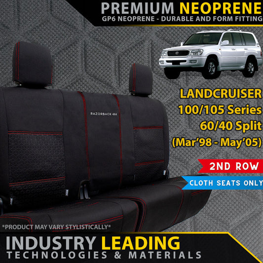 Toyota Landcruiser 100/105 Series GXL, GXV & RV Premium Neoprene 2nd Row Seat Covers (Made to Order)