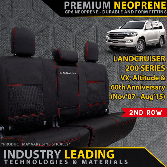 Toyota Landcruiser 200 Series VX/Altitude Premium Neoprene 2nd Row Seat Covers (Made to Order)