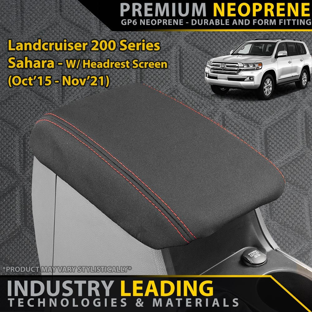 Razorback 4x4 GP6 Premium Neoprene Console Lid Cover suitable for a Toyota Landcruiser 200 Series Sahara W/Headrest Screen (Made to Order)