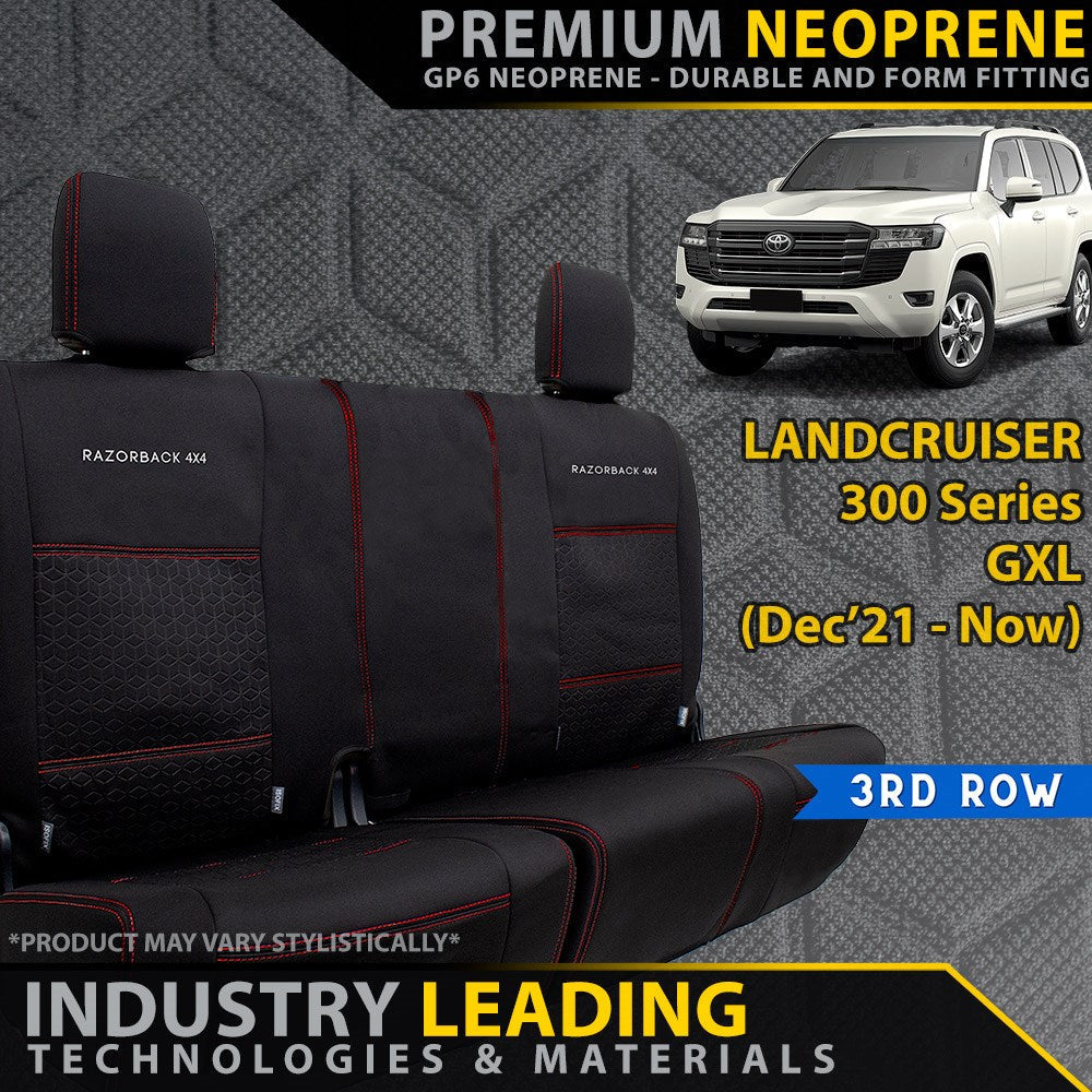 Razorback 4x4 GP6 Premium Neoprene 3rd Row Seat Covers suitable for a Toyota Landcruiser 300 Series GXL