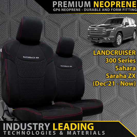 Toyota Landcruiser 300 Series Sahara/Sahara ZX Premium Neoprene 2x Front Row Seat Covers (Made to Order)