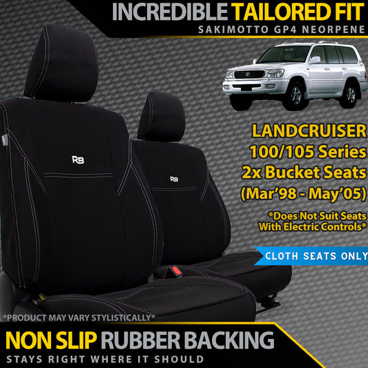 Toyota Landcruiser 100/105 Series GXL, GXV & RV Neoprene 2x Front Row Seat Covers (In Stock)