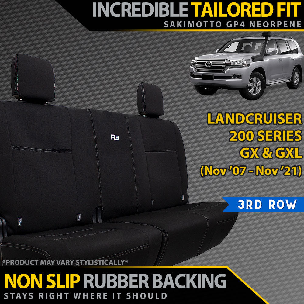 Razorback 4x4 GP4 Standard Neoprene 3rd Row Seat Covers suitable for a Toyota Landcruiser 200 Series GX/GXL (In Stock)