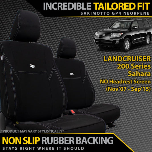 Toyota Landcruiser 200 Series Sahara (Pre Facelift) Neoprene 2x Front Seat Covers (Made to Order)