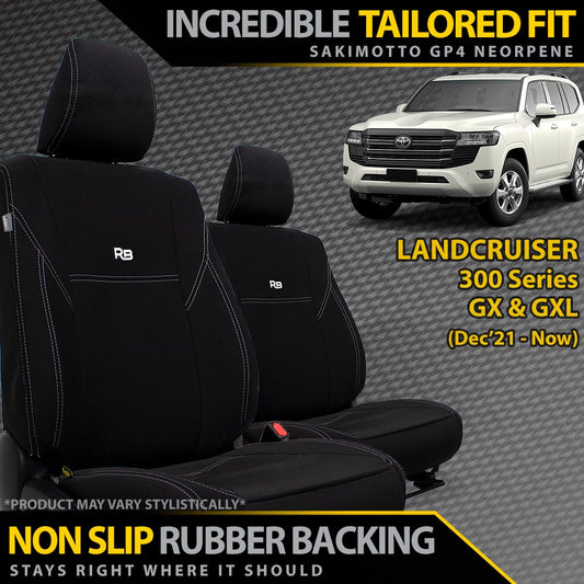 Toyota Landcruiser 300 Series GX & GXL Neoprene 2x Front Row Seat Covers (In Stock)