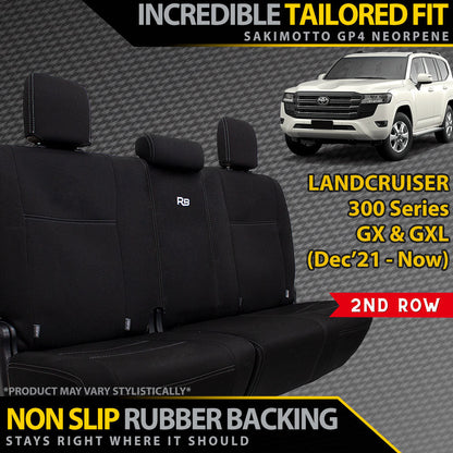 Razorback 4x4 GP4 Standard Neoprene Rear Row Seat Covers suitable for a Toyota Landcruiser 300 Series GX & GXL (In Stock)