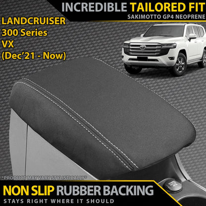 Razorback 4x4 GP4 Standard Neoprene Console Lid Cover suitable for a Toyota Landcruiser 300 Series VX (Made to Order)