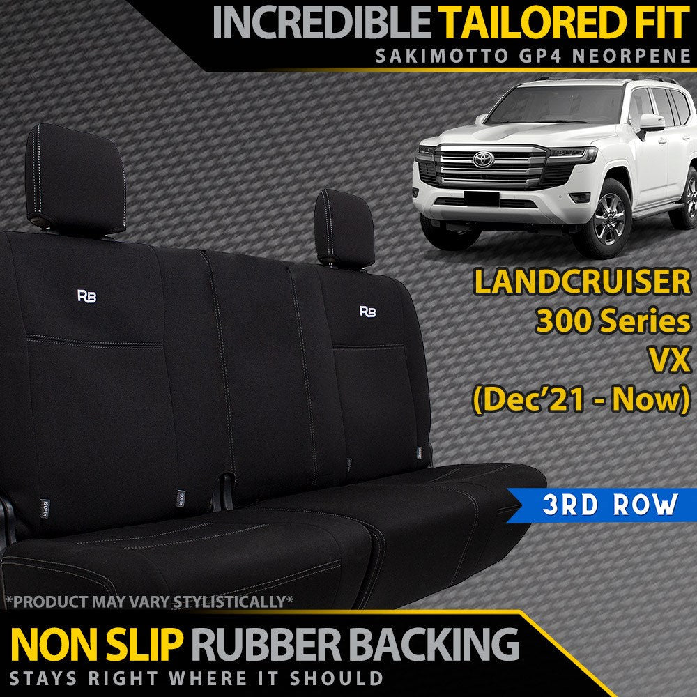 Razorback 4x4 GP4 Standard Neoprene 3rd Row Seat Covers suitable for a Toyota Landcruiser 300 Series VX (Made to Order)