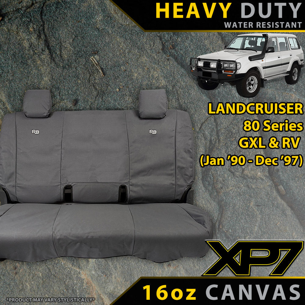 Razorback 4x4 XP7 Heavy Duty Canvas Rear Row (50/50 Split) Seat Covers suitable for a Toyota Landcruiser 80 Series GXL & RV (Made to Order)