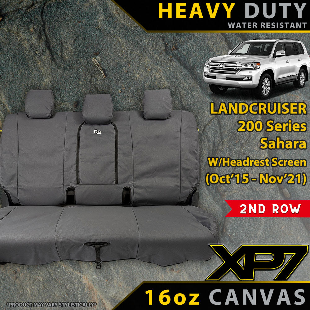 Razorback 4x4 XP7 Heavy Duty Canvas Rear Row Seat Covers suitable for a Toyota Landcruiser 200 Series Sahara W/Headrest Screen (Made to Order)