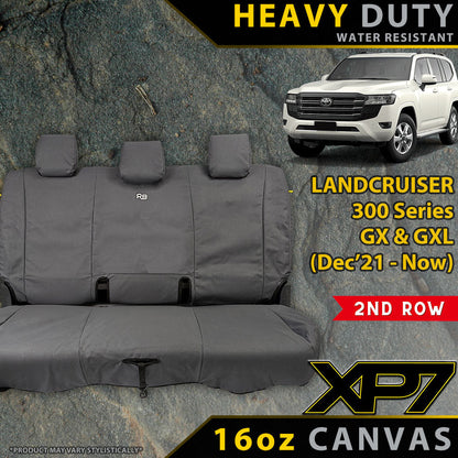 Razorback 4x4 XP7 Heavy Duty Canvas Rear Row Seat Covers suitable for a Toyota Landcruiser 300 Series GX & GXL