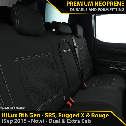 Toyota HiLux 8th Gen SR5, Rugged X & Rogue GP6 Premium Neoprene Rear Row Seat Covers