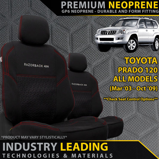 Razorback 4x4 - Toyota Prado 120 - GP6 Premium Neoprene 2x Front Seat Covers (Made to Order)