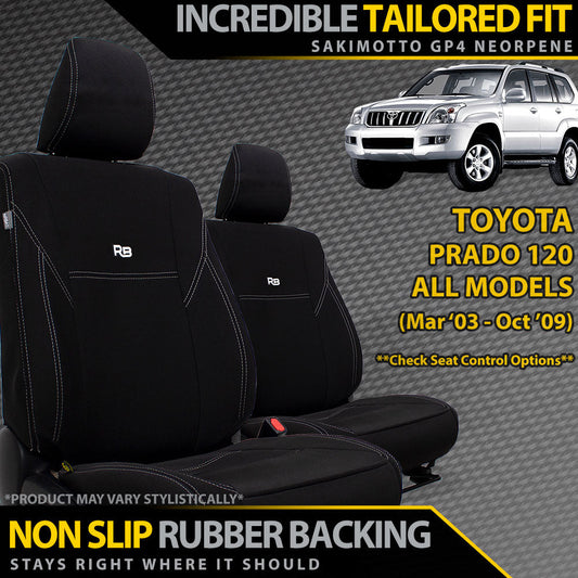 Toyota Prado 120 Neoprene 2x Front Seat Covers (Available)