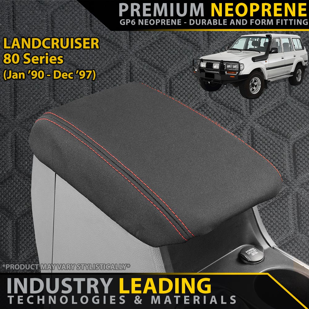 Razorback 4x4 GP6 Premium Neoprene Console Lid Cover suitable for a Toyota Landcruiser 80 Series (Made to Order)