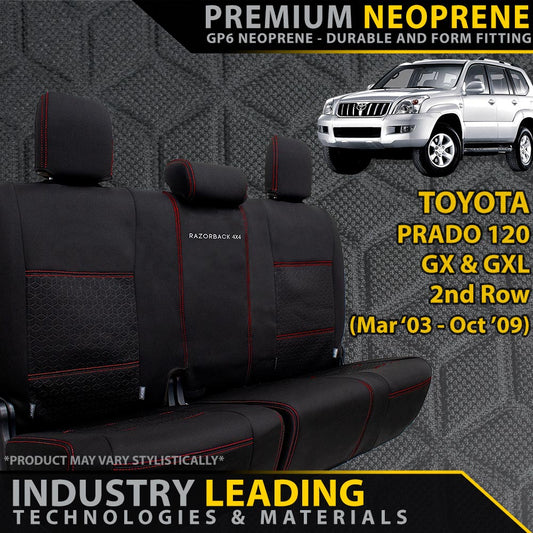Razorback 4x4 - Toyota Prado 120 - GP6 Premium Neoprene 2nd Row Seat Covers (Made to Order)