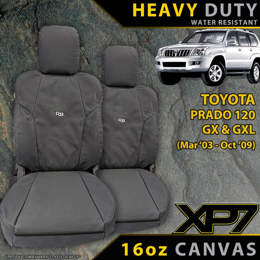 Razorback 4x4 XP7 Heavy Duty Canvas 2x Front Seat Covers suitable for a Toyota Prado 120 (Available)