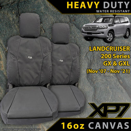 Razorback 4x4 XP7 Heavy Duty Canvas 2x Front Seat Covers suitable for a Toyota Landcruiser 200 Series GX/GXL (Available)